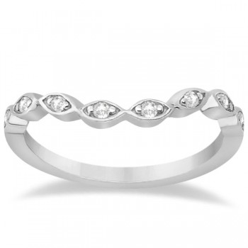 Petite Contour Floral Diamond Wedding Band 14k White Gold (0.12ct)