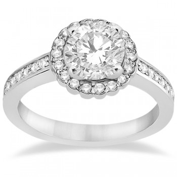 Modern Flower Halo Diamond Engagement Set Platinum (0.50ct)