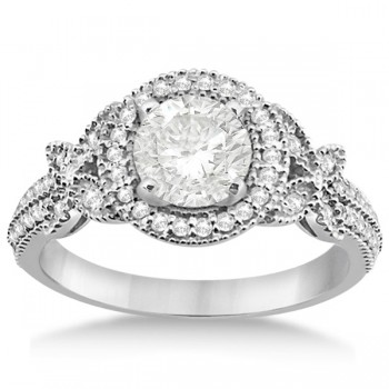 Halo Diamond Butterfly Engagement Ring Palladium (0.33ct)