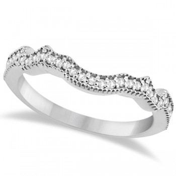 Contour Band Diamond Wedding Band 14k White Gold (0.15ct)