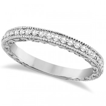 Milgrain & Filigree Diamond Wedding Band 14kt White Gold (0.20ct.)