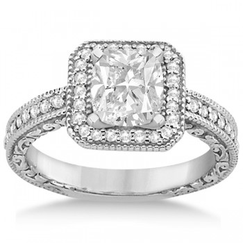 Milgrain Square Halo Diamond Engagement Ring Platinum (0.32ct.)