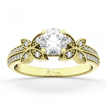 Butterfly Milgrain Diamond Engagement Ring 14K Yellow Gold (0.25ct)