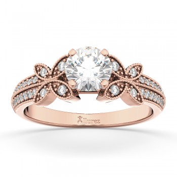 Butterfly Milgrain Diamond Engagement Ring 18k Rose Gold (0.25ct)