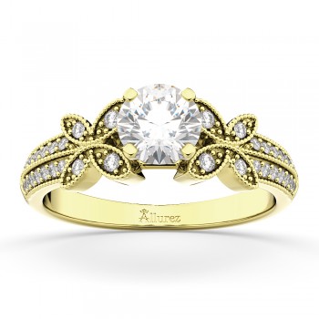 Butterfly Milgrain Diamond Engagement Ring 18k Yellow Gold (0.25ct)