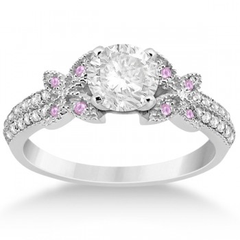 Diamond & Pink Sapphire Butterfly Engagement Ring Setting Platinum