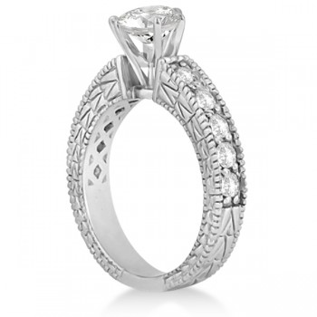 Vintage Heirloom Round Diamond Engagement Ring 14k White Gold (1.75ct)