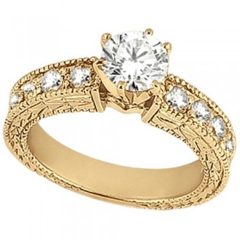 Vintage Heirloom Round Diamond Engagement Ring 14k Yellow Gold (1.75ct)