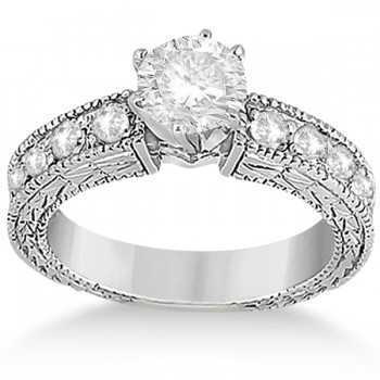 0.70ct Antique Style Diamond Engagement Ring Setting 14k White Gold