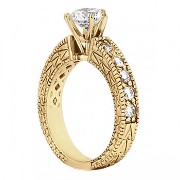 0.70ct Vintage Style Diamond Engagement Ring Setting 14k Yellow Gold