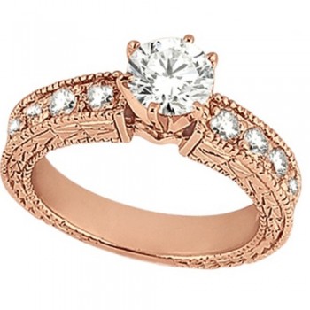 Vintage Heirloom Round Diamond Engagement Ring 14k Rose Gold (2.50ct)