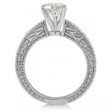 Vintage Heirloom Round Diamond Engagement Ring 18k White Gold (2.50ct)