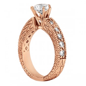 0.70ct Antique Style Diamond Engagement Ring Setting 18k Rose Gold