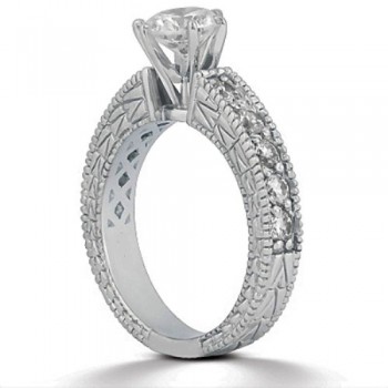 0.70ct Antique Style Diamond Engagement Ring Setting 18k White Gold
