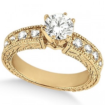 Vintage Heirloom Round Diamond Engagement Ring 18k Yellow Gold (1.50ct)