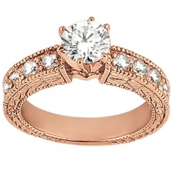 Antique Diamond Engagement Ring & Wedding Band 14k Rose Gold (1.70ct)