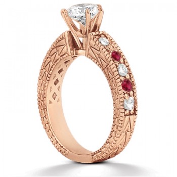 Antique Diamond & Ruby Bridal Set 14k Rose Gold (1.80ct)