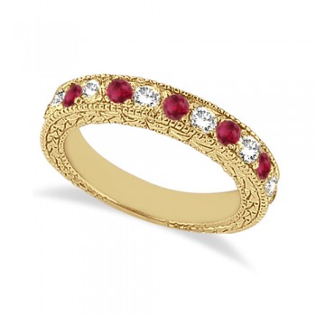 Antique Diamond & Ruby Wedding Ring 14kt Yellow Gold (1.05ct)