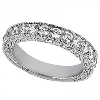 Antique Style Pave Set Wedding Ring Anniversary Band Platinum (1.00ct)