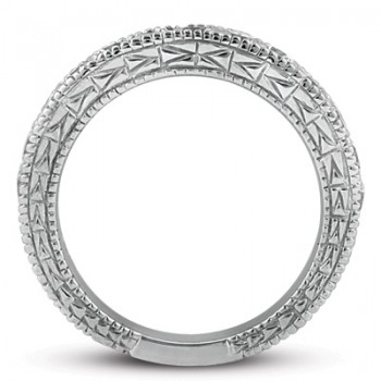 Antique Style Pave Set Wedding Ring Anniversary Band Platinum (1.00ct)