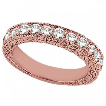 Antique Style Pave Set Wedding Ring Band 18k Rose Gold (1.00ct)