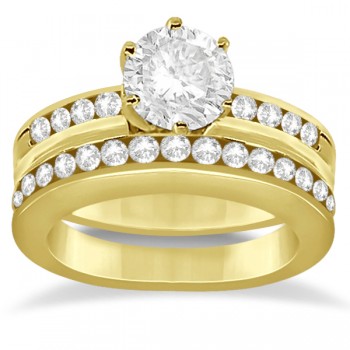 Classic Channel Set Diamond Bridal Ring Set 14K Yellow Gold (0.72ct)