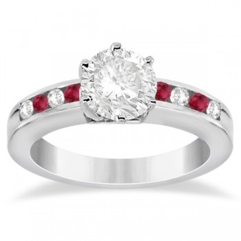 Semi-Eternity Ruby Gemstone & Diamond Bridal Set 18K White Gold 0.96ct