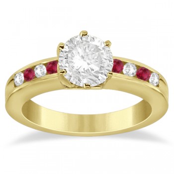 Semi-Eternity Ruby Gemstone & Diamond Bridal Set 18K Yellow Gold 0.96ct