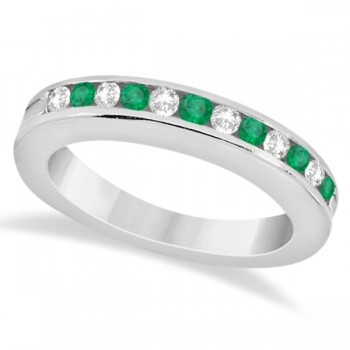 Semi-Eternity Emerald Wedding Band 14K White Gold (0.56ct)