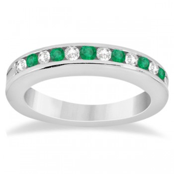 Semi-Eternity Emerald Wedding Band 14K White Gold (0.56ct)