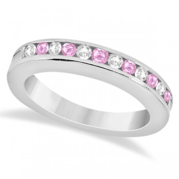 Semi-Eternity Pink Sapphire Wedding Band in Platinum (0.56ct)