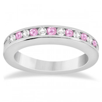 Semi-Eternity Pink Sapphire Wedding Band in Platinum (0.56ct)