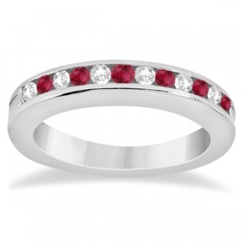 Semi-Eternity Ruby & Diamond Wedding Band in Platinum (0.56ct)