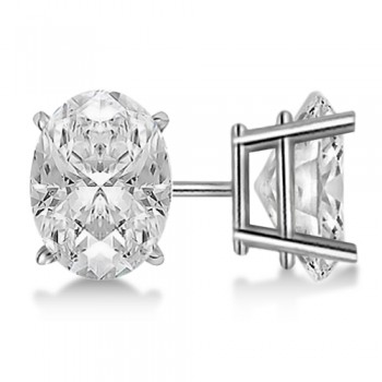 2.00ct. Oval-Cut Diamond Stud Earrings 14kt White Gold (H, SI1-SI2)