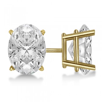 1.00ct. Oval-Cut Diamond Stud Earrings 18kt Yellow Gold (H, SI1-SI2)