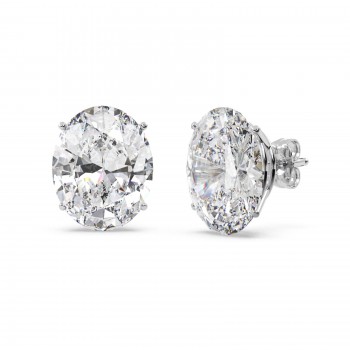 1.00ct. Oval-Cut Moissanite Stud Earrings 14kt White Gold (F-G, VVS1)