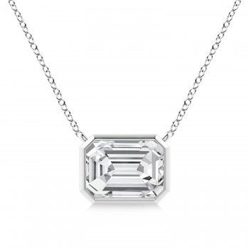 Lab Diamond Bezel Pendant Necklace Sterling Silver (0.66ct)