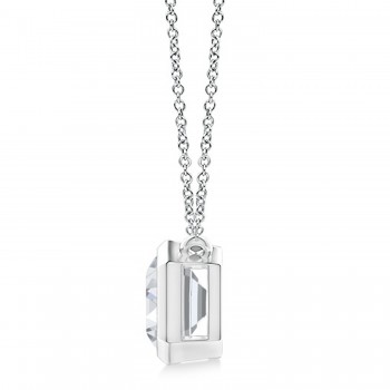 Lab Diamond Bezel Pendant Necklace Sterling Silver (0.66ct)