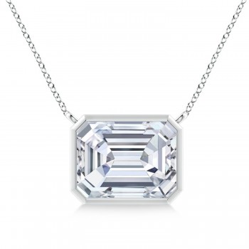 Lab Diamond Bezel Pendant Necklace Sterling Silver (10.20ct)