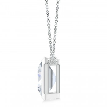 Lab Diamond Bezel Pendant Necklace Sterling Silver (10.20ct)