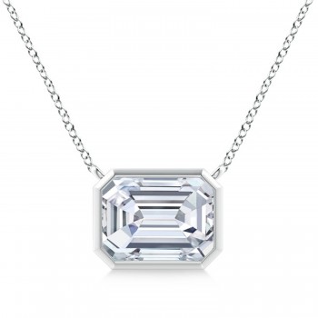 Lab Diamond Bezel Pendant Necklace Sterling Silver (1.80ct)