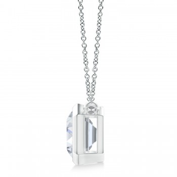 Lab Diamond Bezel Pendant Necklace Sterling Silver (1.80ct)