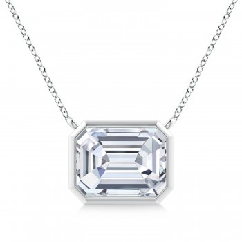 Lab Diamond Bezel Pendant Necklace Sterling Silver (2.10ct)