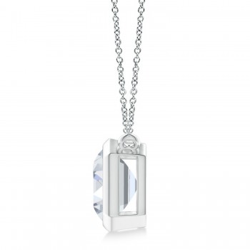 Lab Diamond Bezel Pendant Necklace 14K White Gold (4.30ct)