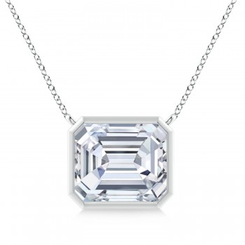 Lab Diamond Bezel Pendant Necklace Sterling Silver (5.60ct)