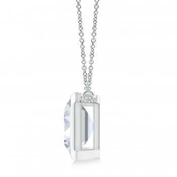 Lab Diamond Bezel Pendant Necklace Sterling Silver (5.60ct)