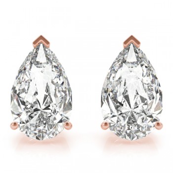 1.50ct Pear-Cut Diamond Stud Earrings 14kt Rose Gold (G-H, VS2-SI1)