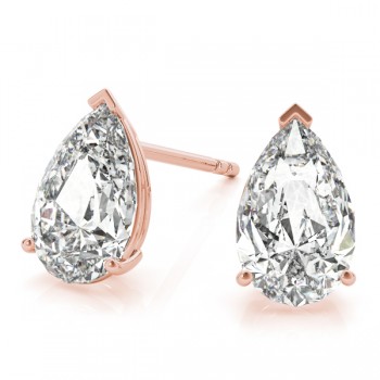 2.00ct Pear-Cut Diamond Stud Earrings 14kt Rose Gold (G-H, VS2-SI1)