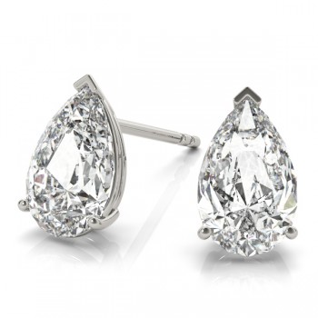 0.50ct Pear-Cut Diamond Stud Earrings 14kt White Gold (G-H, VS2-SI1)