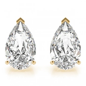 1.00ct Pear-Cut Diamond Stud Earrings 14kt Yellow Gold (G-H, VS2-SI1)